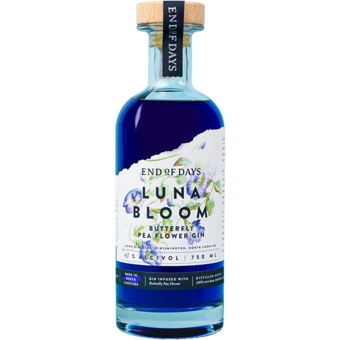 Luna Bloom Gin Butterfly Pea Flower Infused USA End oF Days 41% ABV 82° Proof 750ml x 6